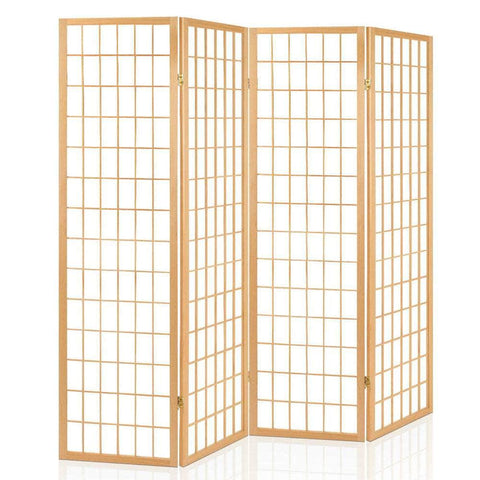 4 Panel Room Divider Screen 174X179Cm Natural