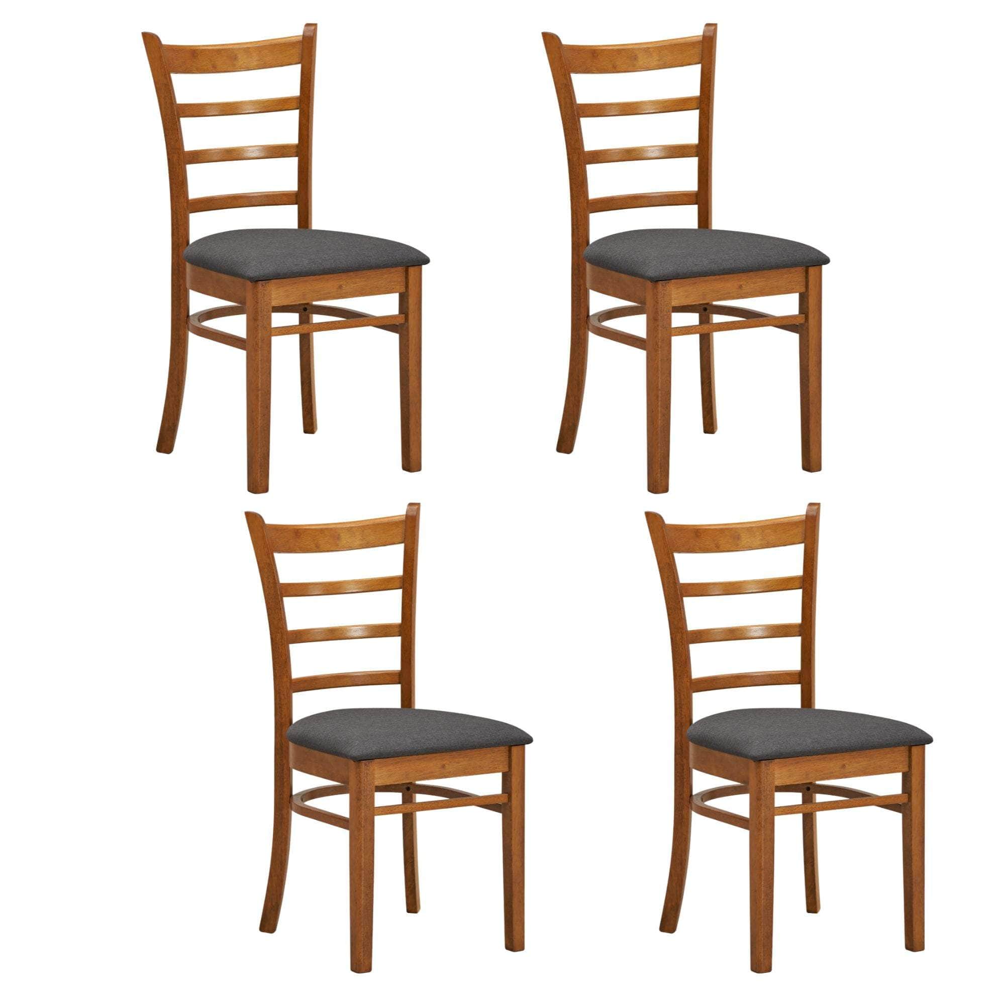 4 pcs Classic Crossback Dining Chair Set - Solid Rubber Wood - White Oak Finish