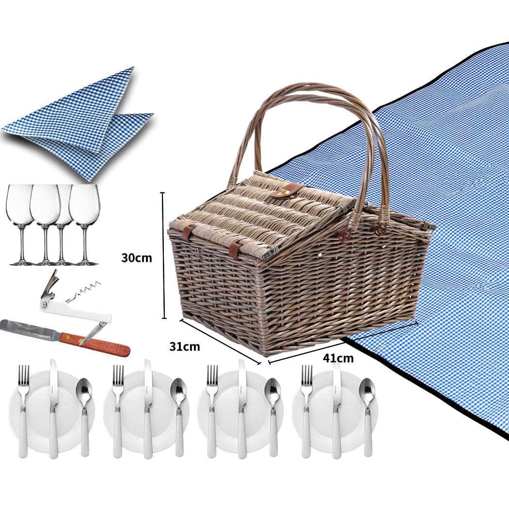 4 Person Picnic Basket Baskets Set Outdoor