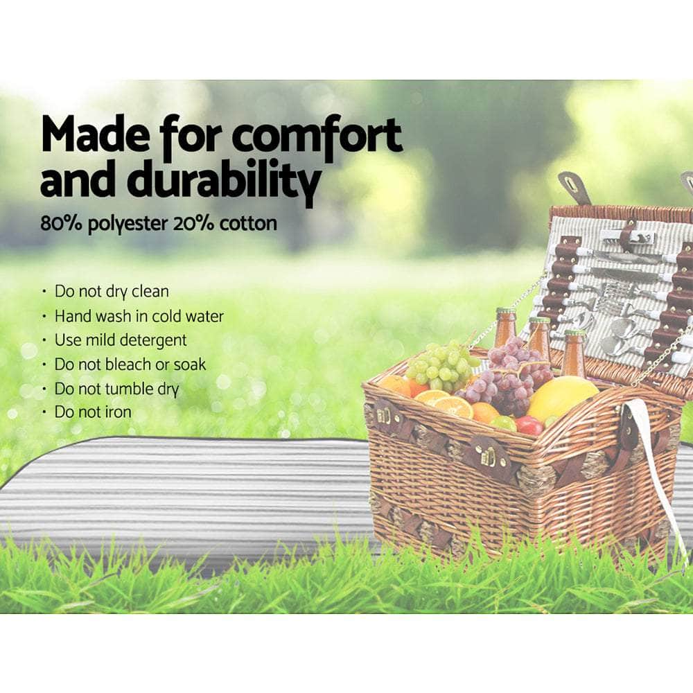 4 Person Picnic Basket Set Storage Blanket