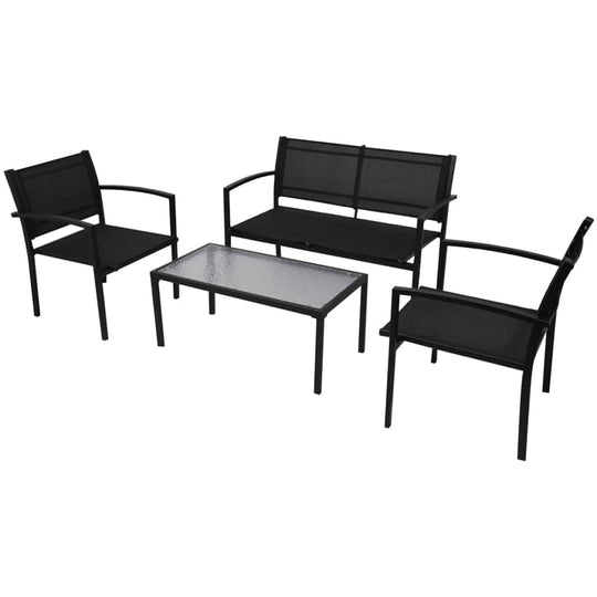 4 Piece Garden Lounge Set Textilene Black - Simple deals