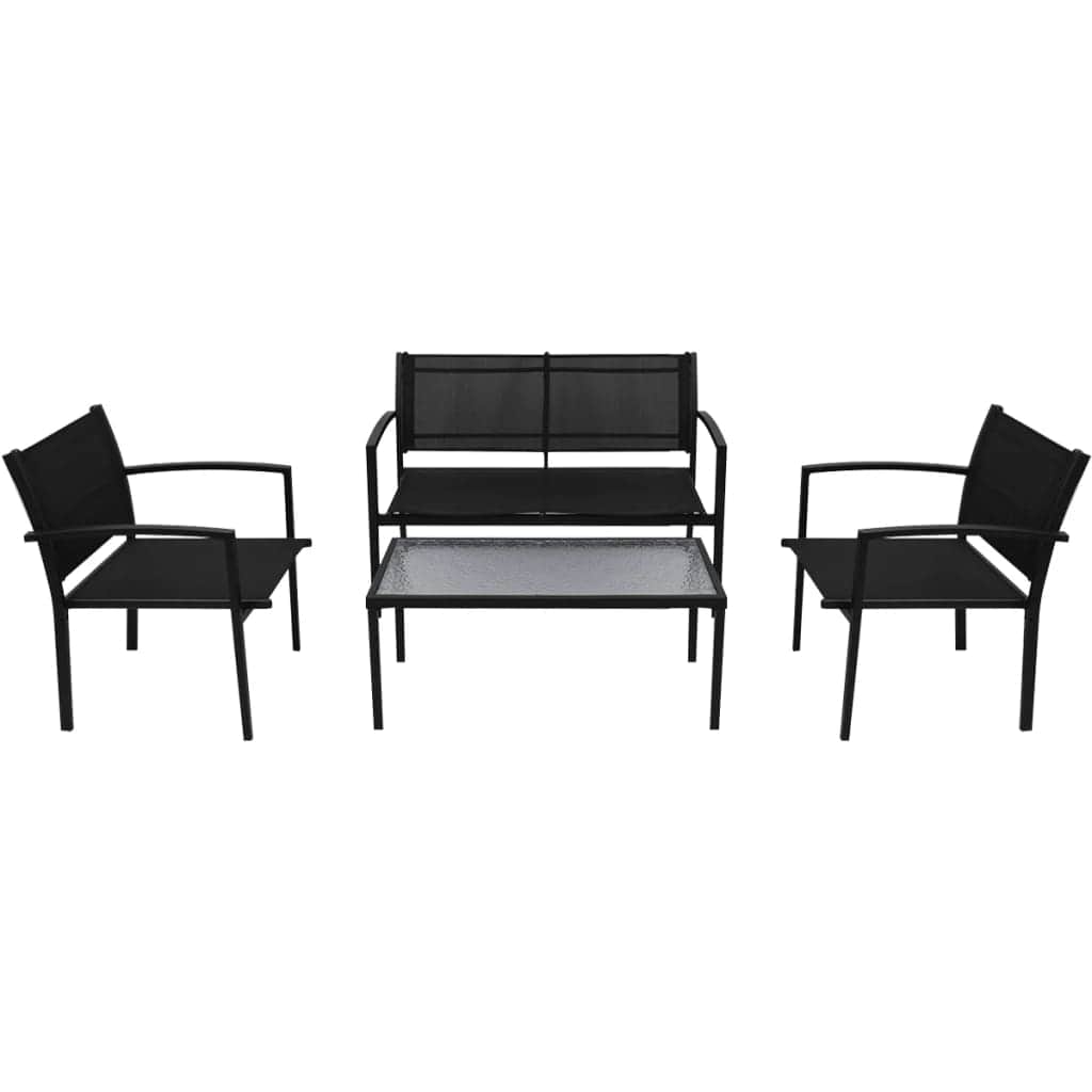 4 Piece Garden Lounge Set Textilene Black - Simple deals