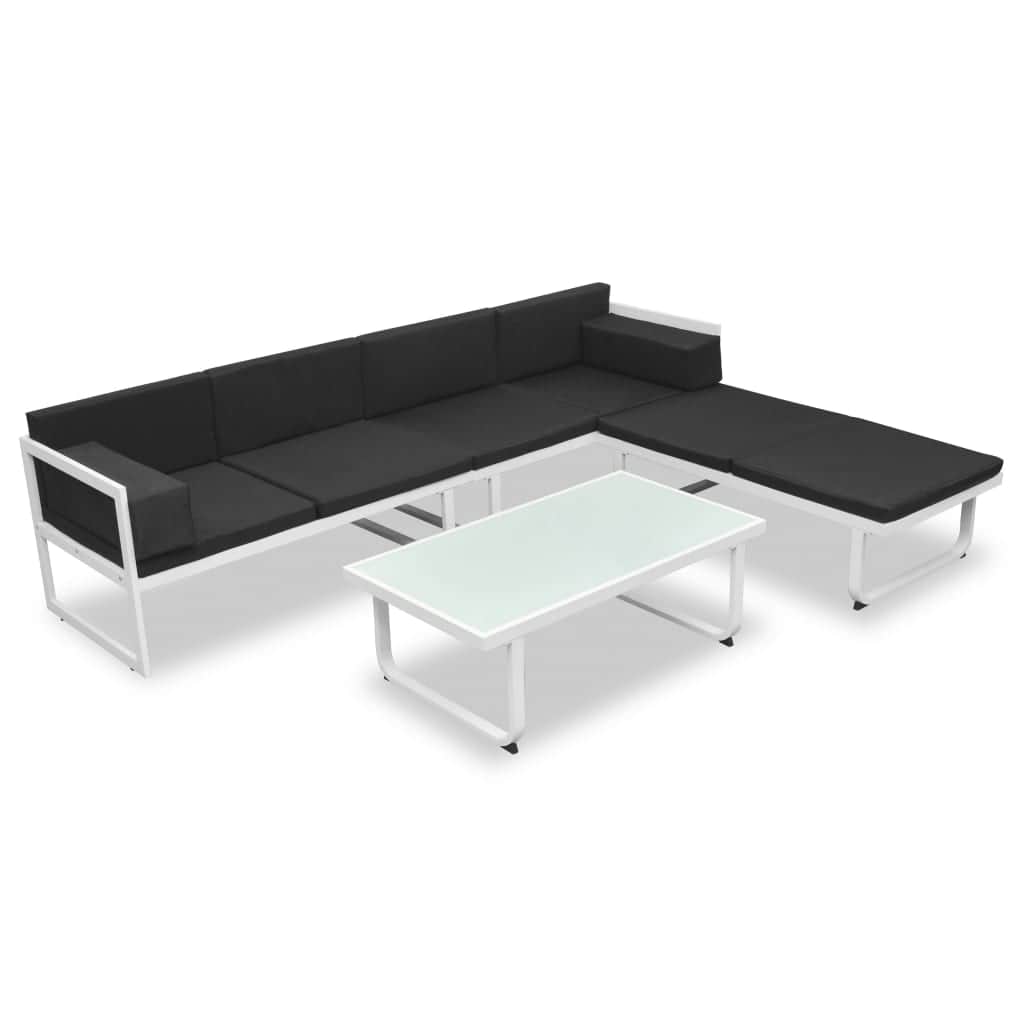 4 Piece Garden Lounge Set with Cushions Aluminium Black