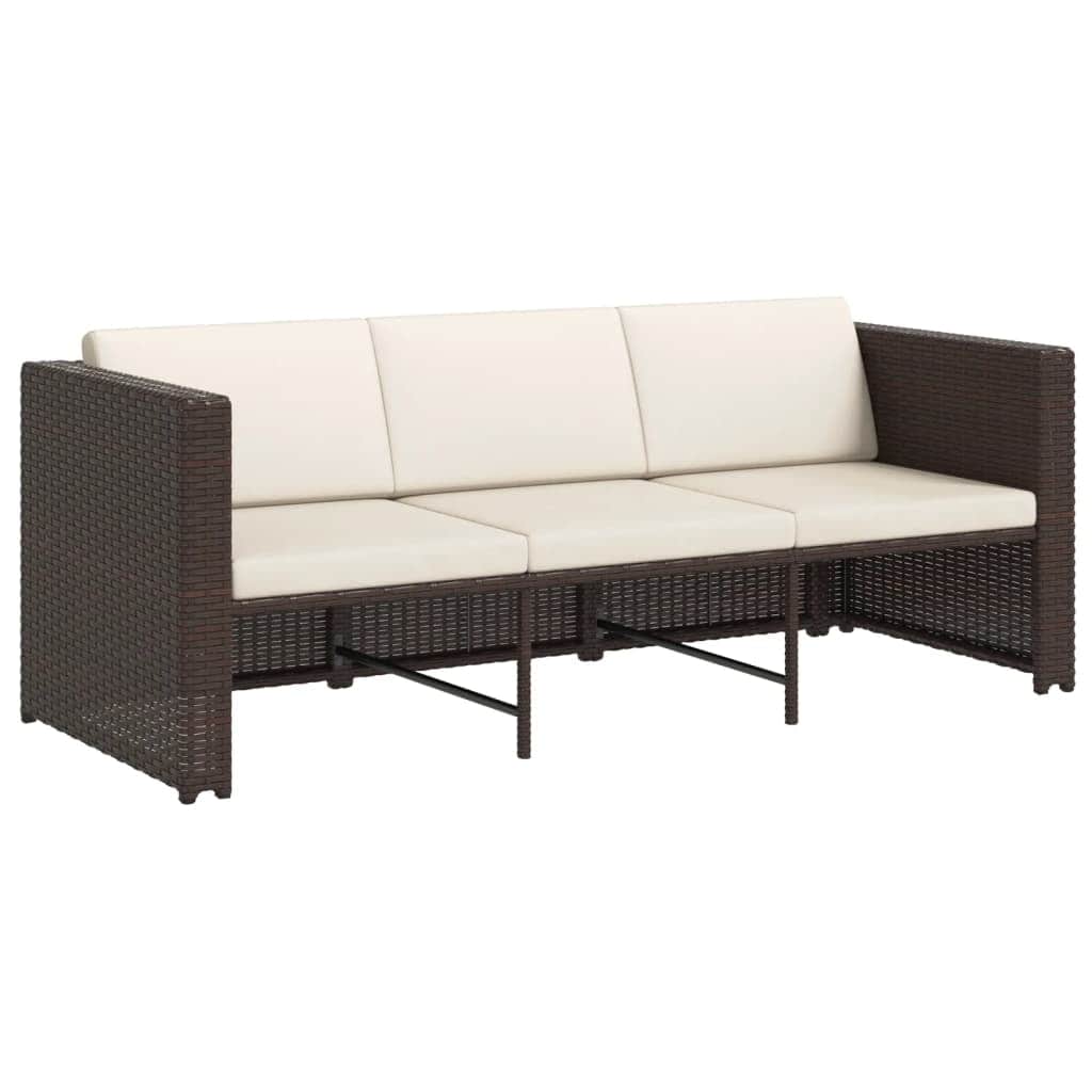 4 Piece Garden Lounge Set with Cushions Poly Rattan Brown - Simple deals