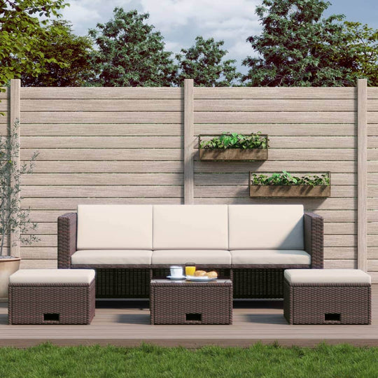 4 Piece Garden Lounge Set with Cushions Poly Rattan Brown - Simple deals