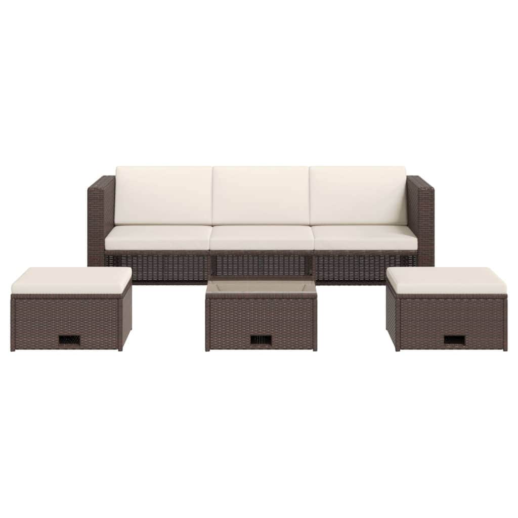 4 Piece Garden Lounge Set with Cushions Poly Rattan Brown - Simple deals