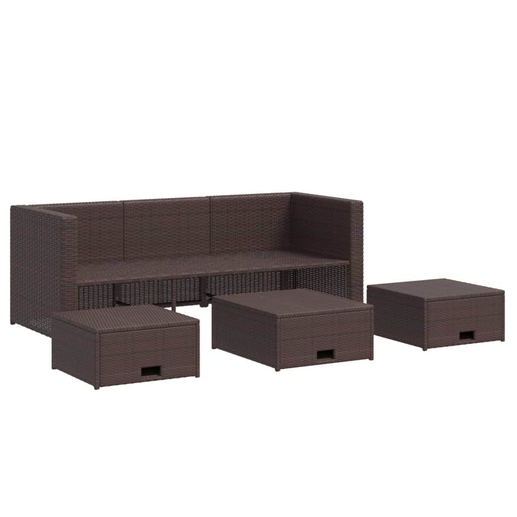 4 Piece Garden Lounge Set with Cushions Poly Rattan Brown - Simple deals