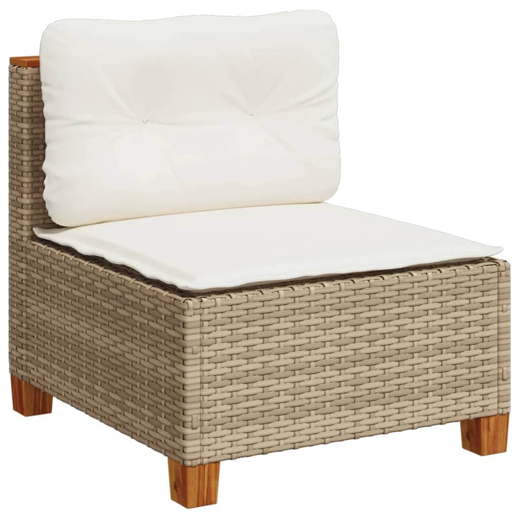 62QV - 4 Piece Garden Sofa Set with Cushions Beige Poly Rattan