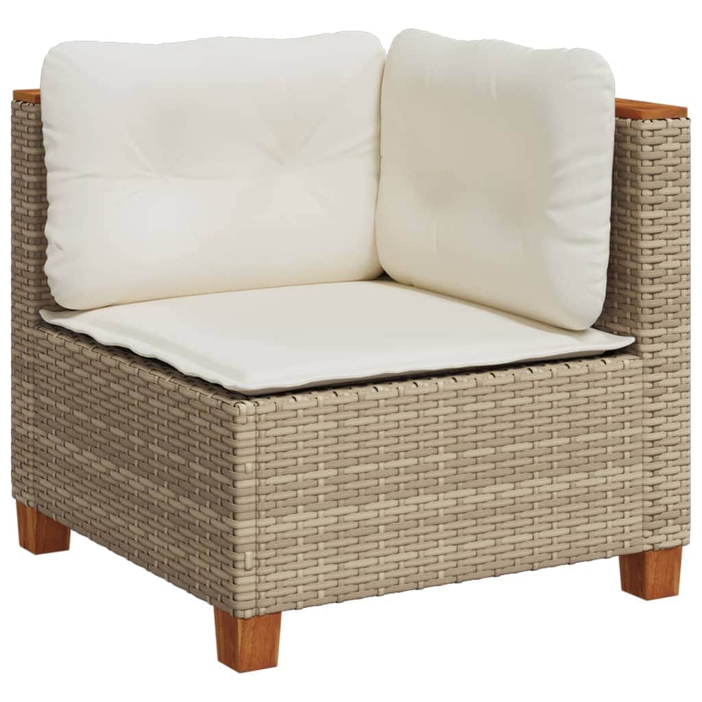 4 Piece Garden Sofa Set with Cushions Beige Poly Rattan | Rattan finish