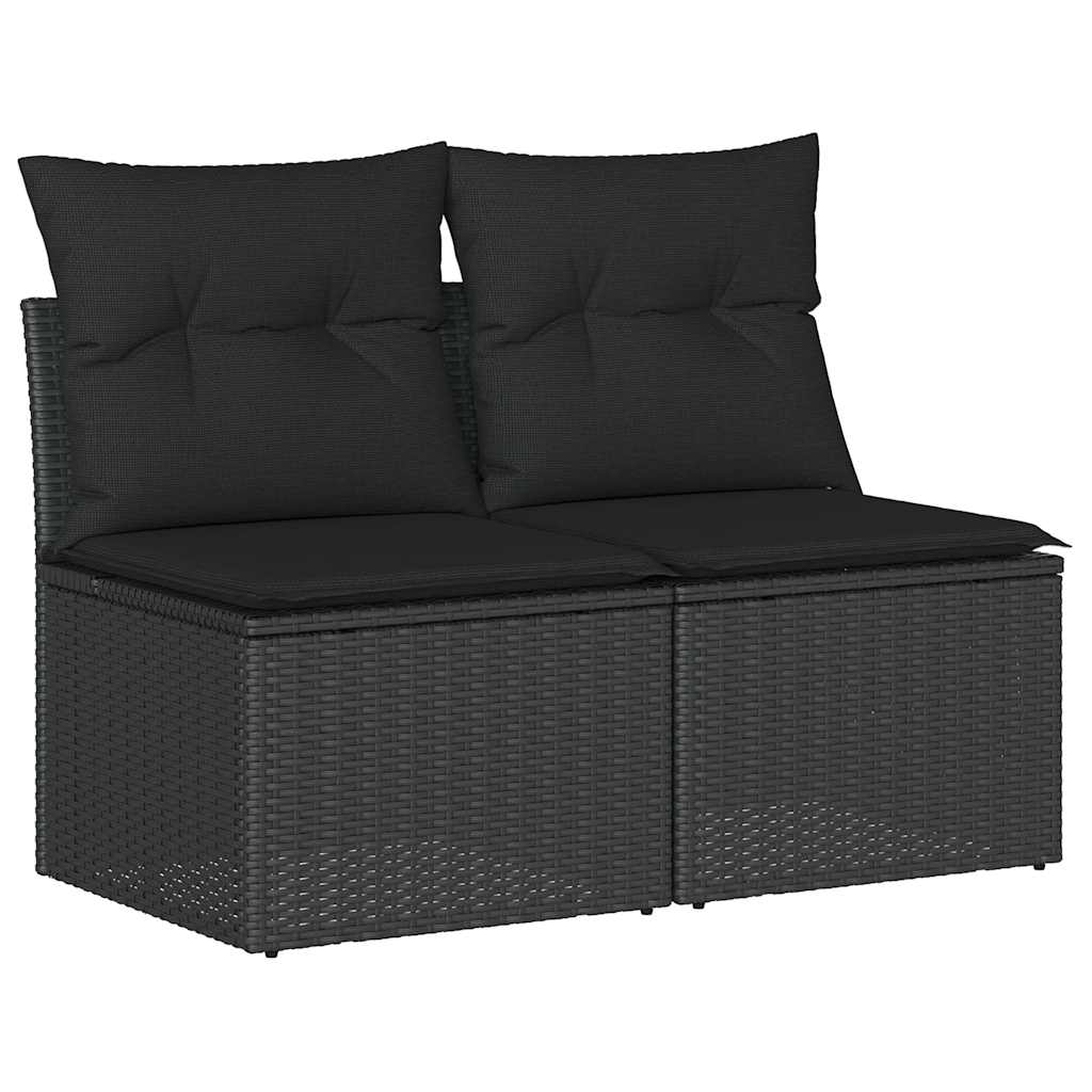 Black colour - 4 Piece Garden Sofa Set with Cushions Black Poly Rattan Acacia - Perfect Outdoor Comfort