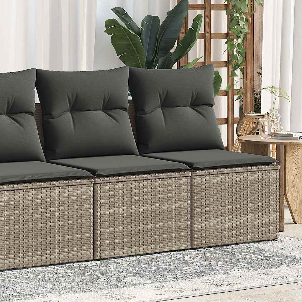 4 Piece Garden Sofa Set with Cushions Black Poly Rattan Acacia - Perfect Outdoor Comfort, Rattan finish