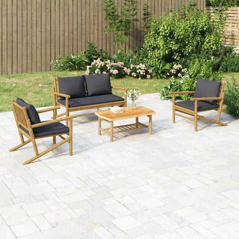 4-Piece Lounge Set with Dark Grey Cushions