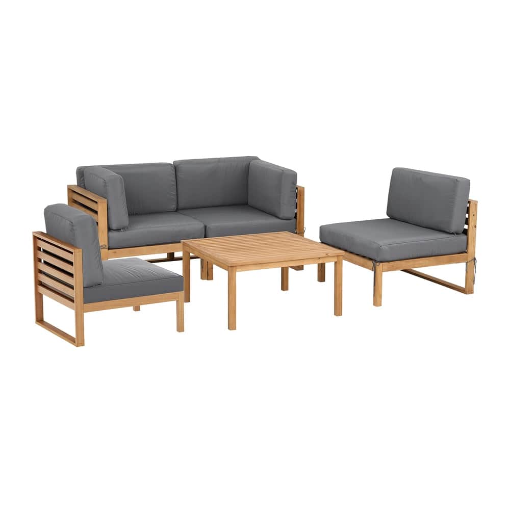 4-Piece Outdoor Sofa Set Wooden Couch Lounge Setting 5PCS