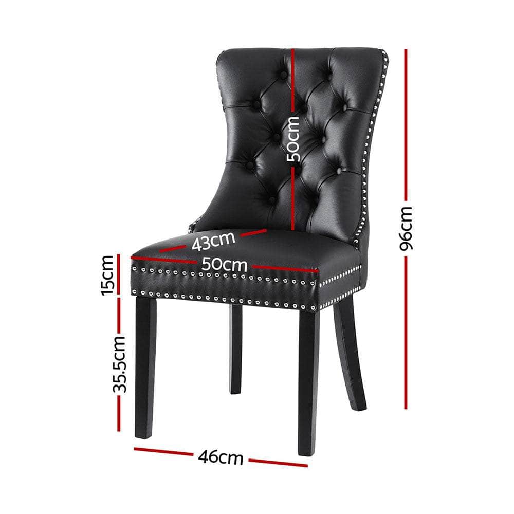 4-Piece Set of Black Leather Dining Chairs – Stylish & Durable