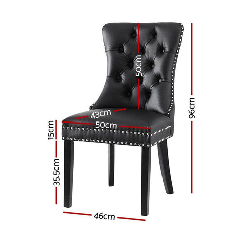 4-Piece Set of Black Leather Dining Chairs – Stylish & Durable
