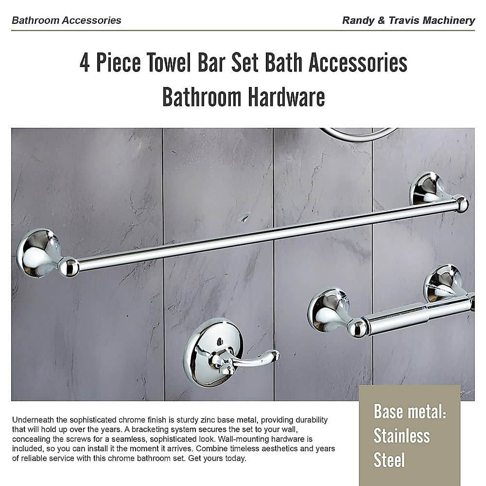4 Piece Towel Bar Set Bath Accessories Bathroom Hardware