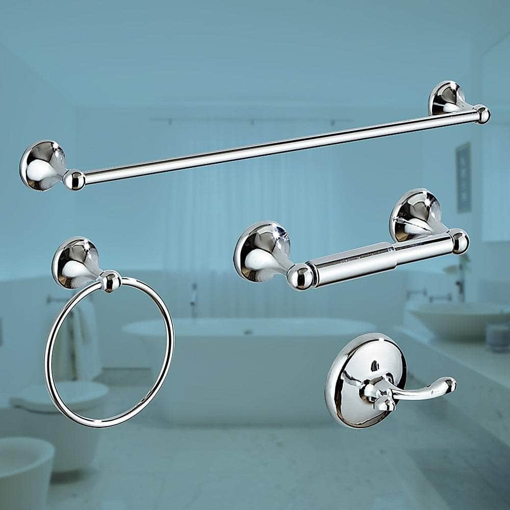4 Piece Towel Bar Set Bath Accessories Bathroom Hardware - Brushed Nickel