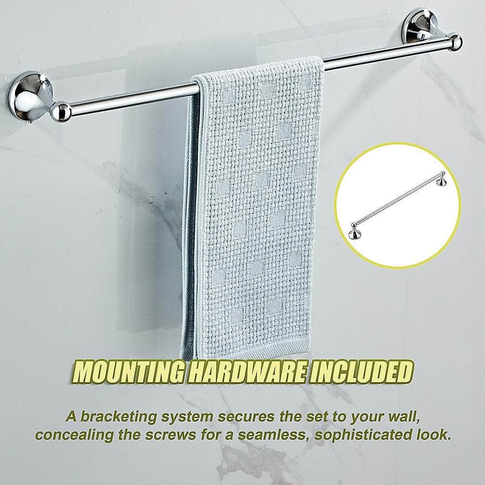 4 Piece Towel Bar Set Bath Accessories Bathroom Hardware - Brushed Nickel