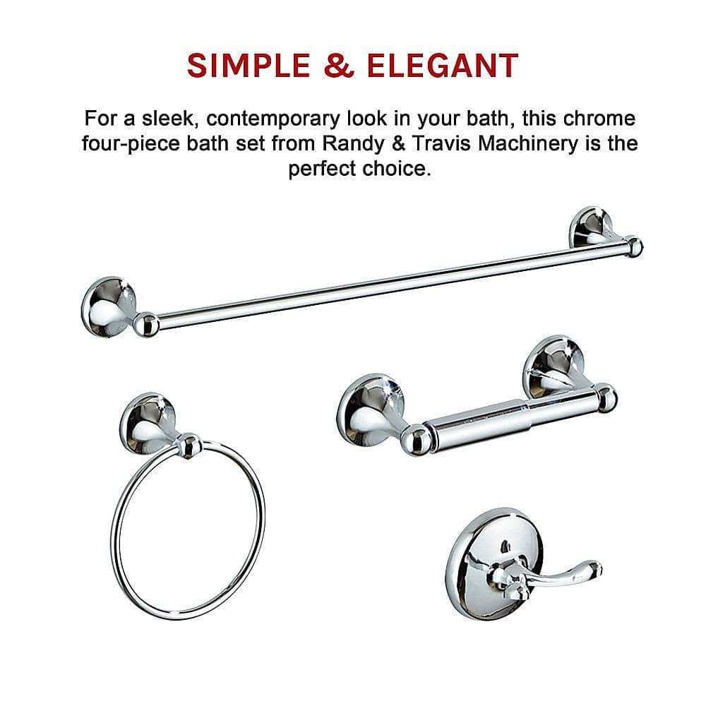 4 Piece Towel Bar Set Bath Accessories Bathroom Hardware - Brushed Nickel