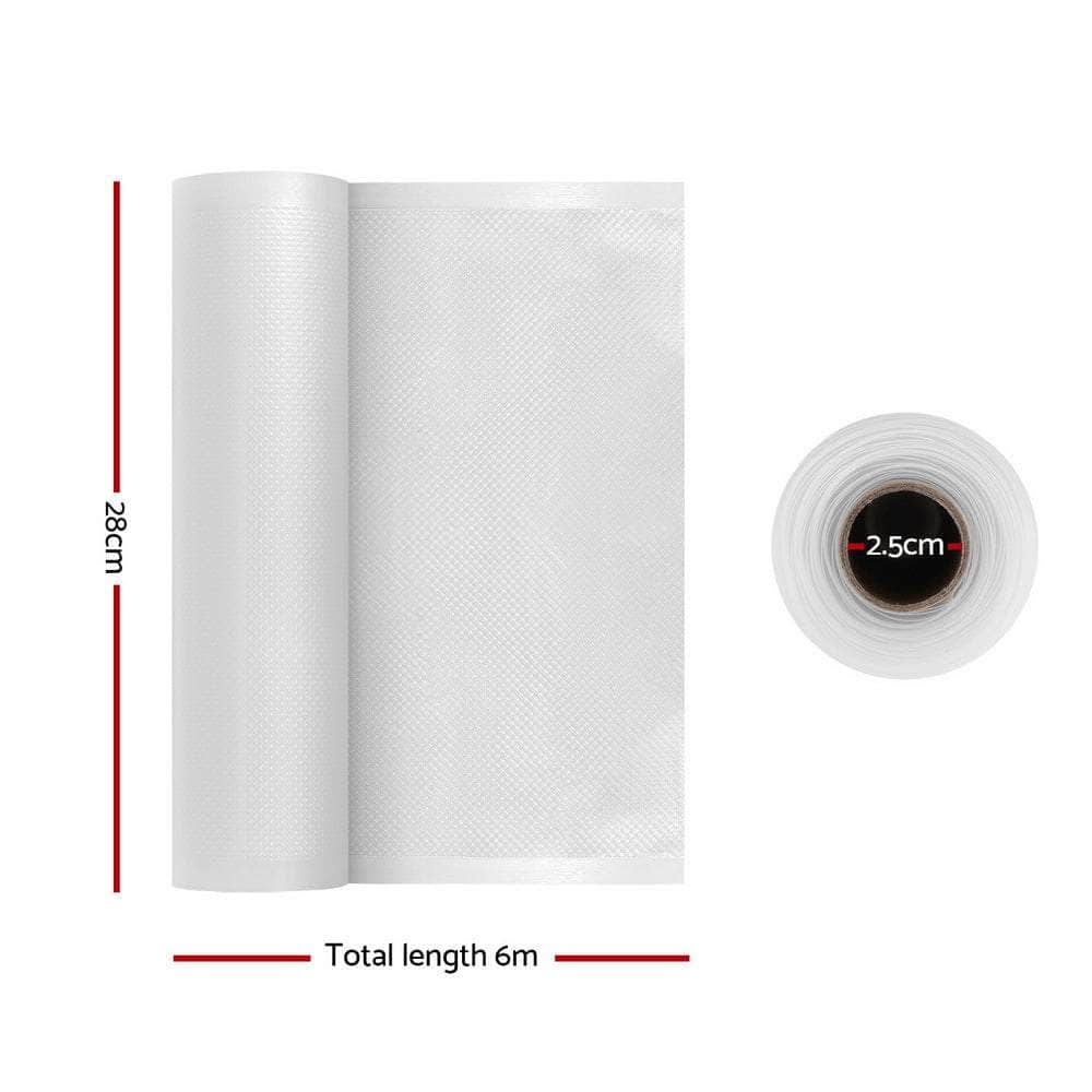 4 Rolls Food Vacuum Sealer Bags - Heat-Sealing Storage 28x600CM
