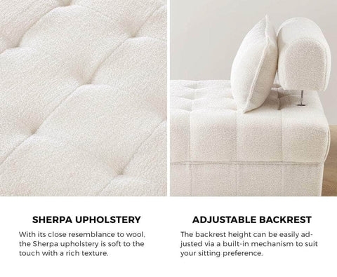 4-Seater Boucle Modular Sofa Lounge Chair Armless White Modern Living Room