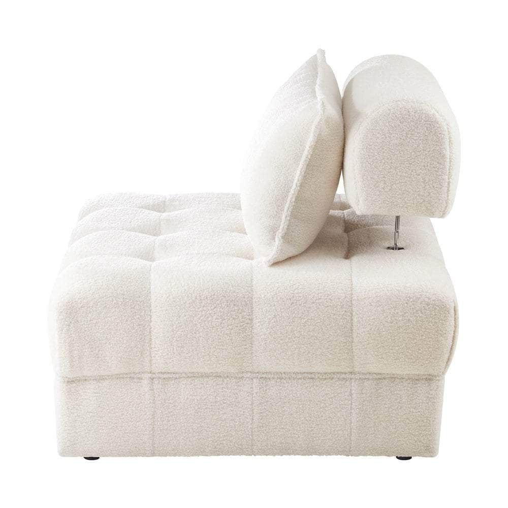 4-Seater Boucle Modular Sofa Lounge Chair Armless White Modern Living Room