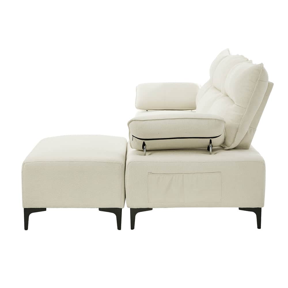 4 Seater Chenille Modular Sofa Adjustable Armrest Ottoman