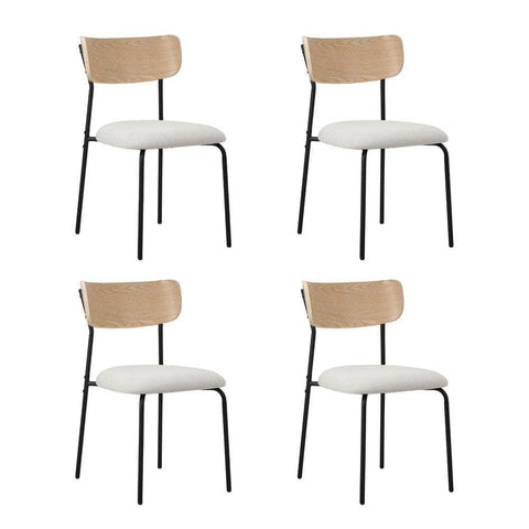 4-Seater Dining Set 1.1m Dining Table with Corduroy Chairs