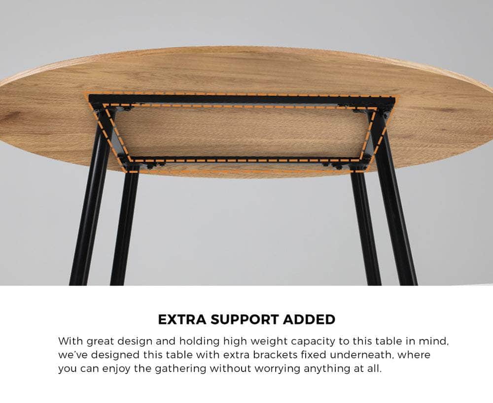 4-Seater Dining Set 1.1m Dining Table with Corduroy Chairs