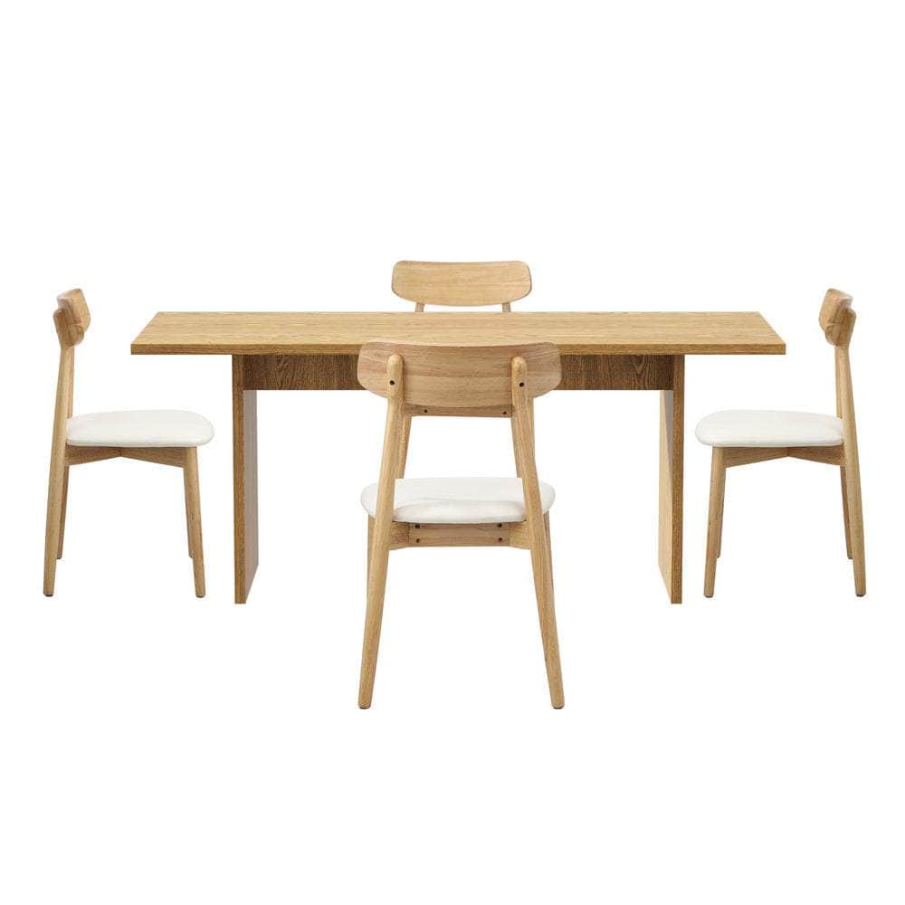 4-Seater Dining Table and Chairs Set Wooden Black Modern Kitchen Furniture