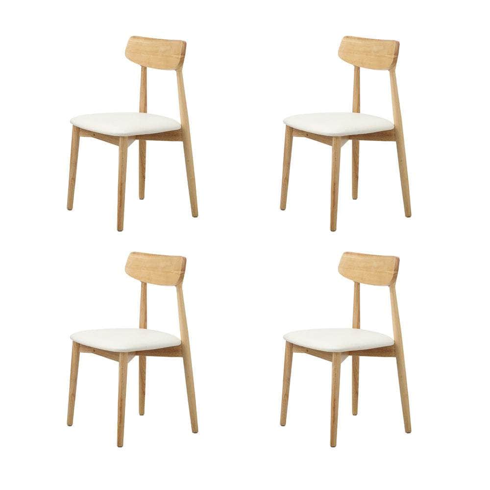 4-Seater Dining Table and Chairs Set Wooden White Modern Kitchen Furniture