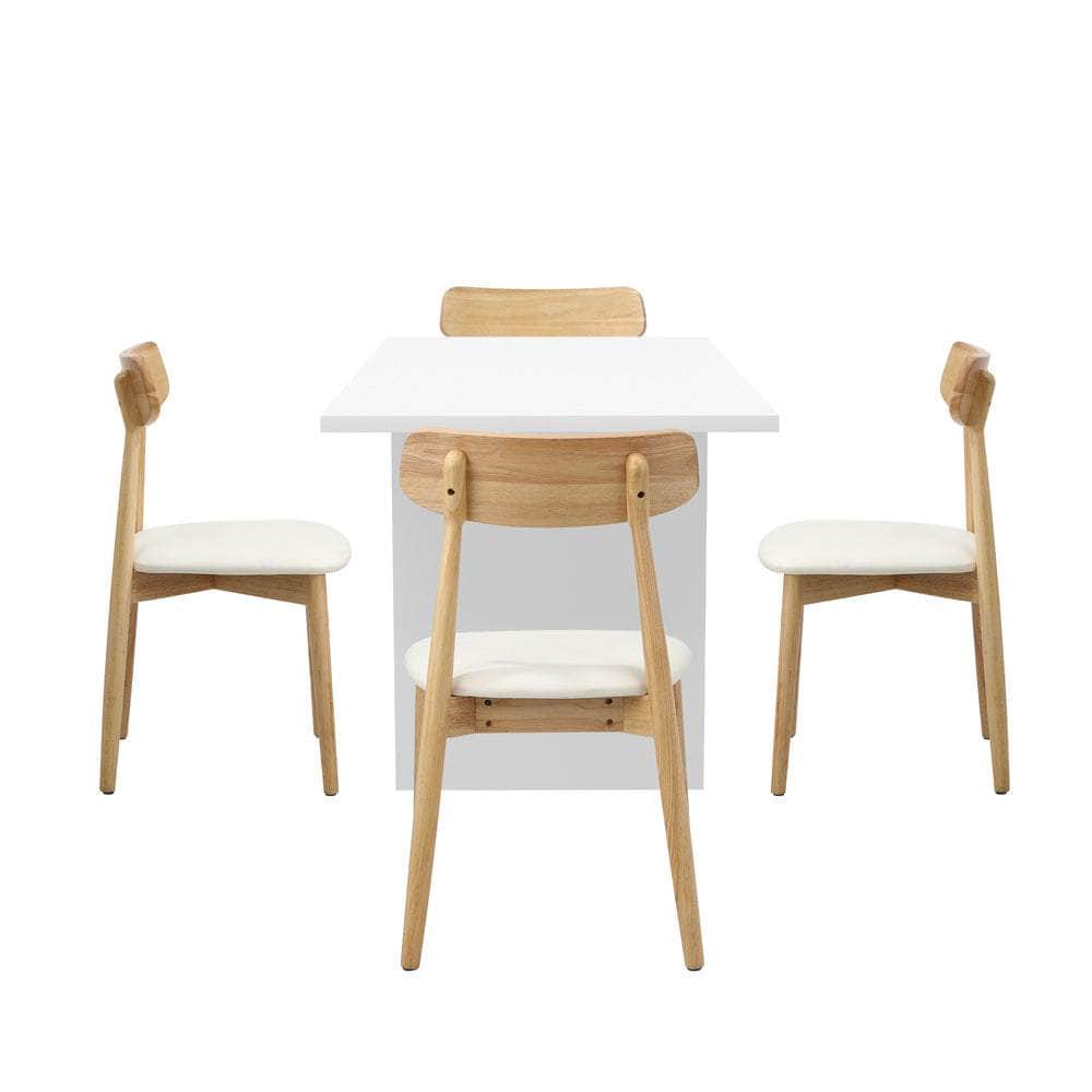 4-Seater Dining Table and Chairs Set Wooden White Modern Kitchen Furniture