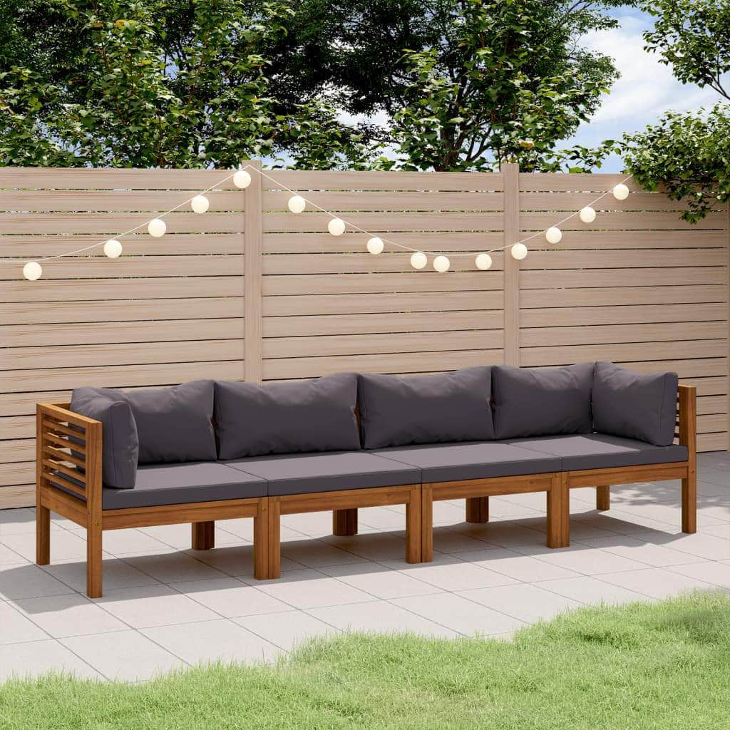 4-Seater Garden Sofa with Cushion Solid Acacia Wood