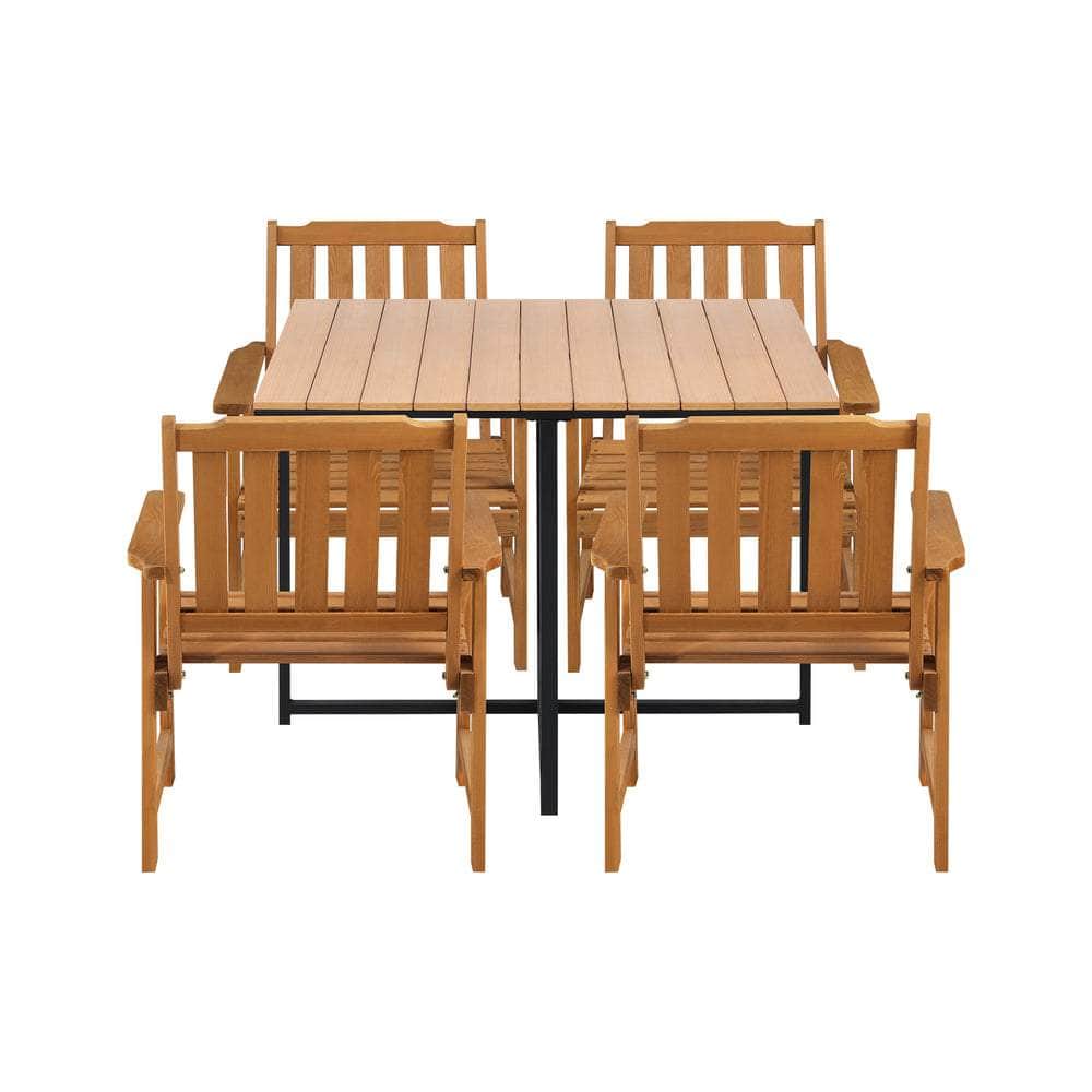 4 Seater Outdoor Dining Set Table&Wood Chairs