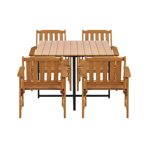 4 Seater Outdoor Dining Set Table&Wood Chairs