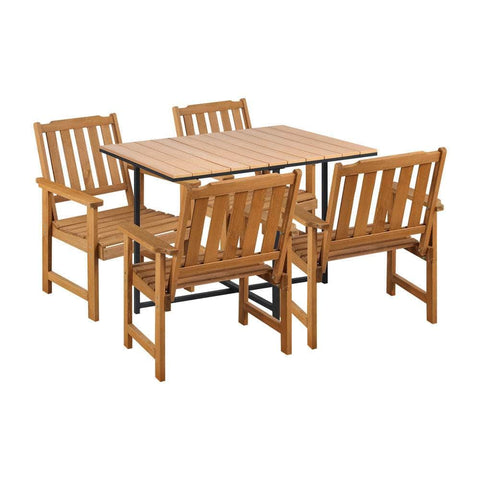4 Seater Outdoor Dining Set Table&Wood Chairs