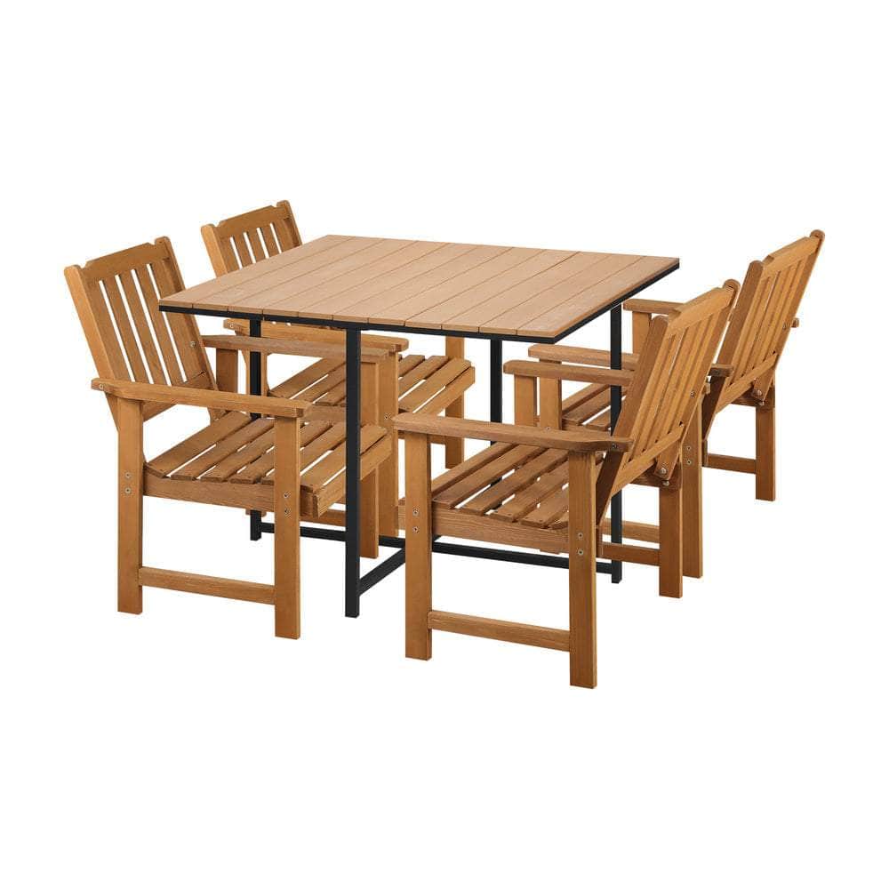 4 Seater Outdoor Dining Set Table&Wood Chairs