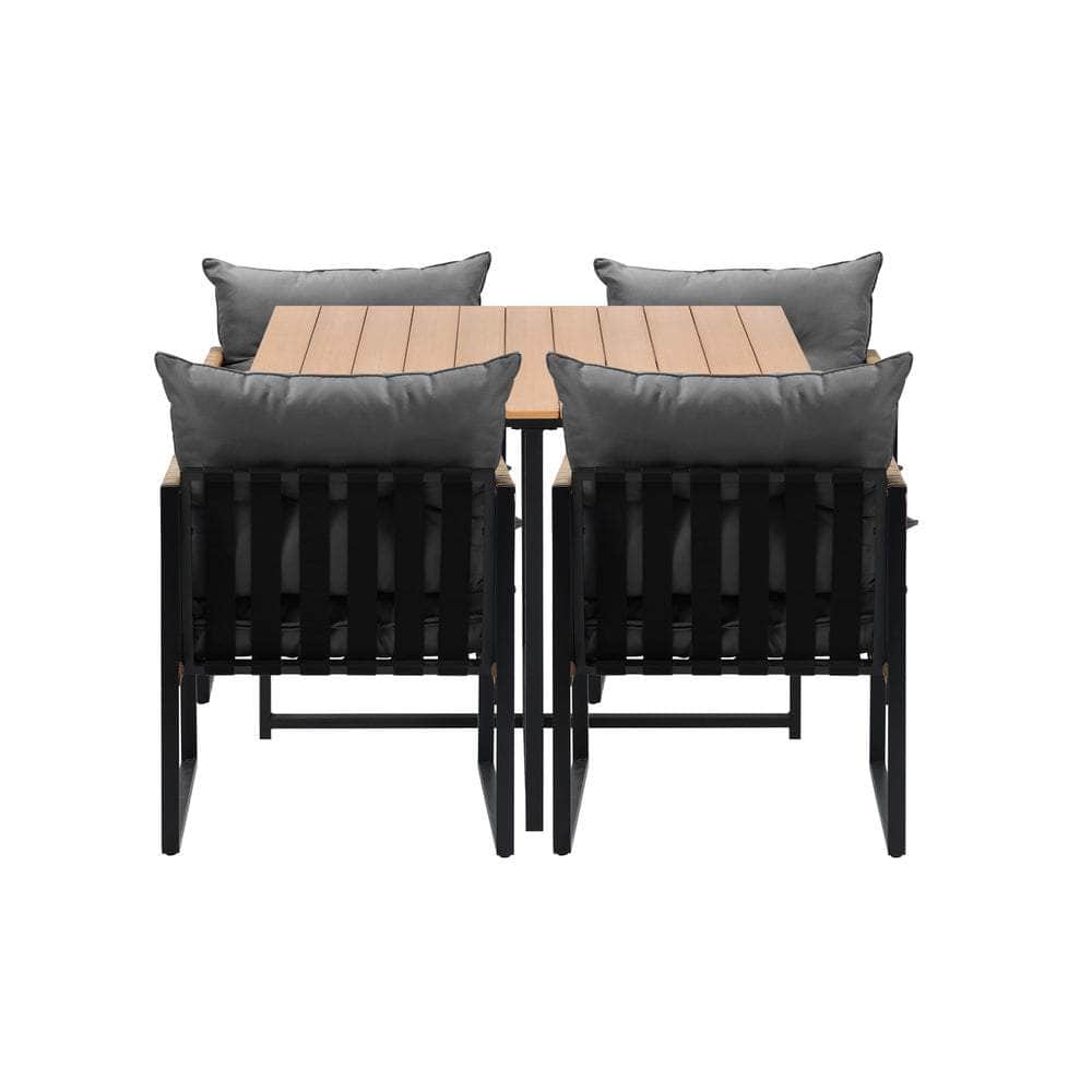 4 Seater Outdoor Dining Set with Sintered Stone Table for Garden Balcony