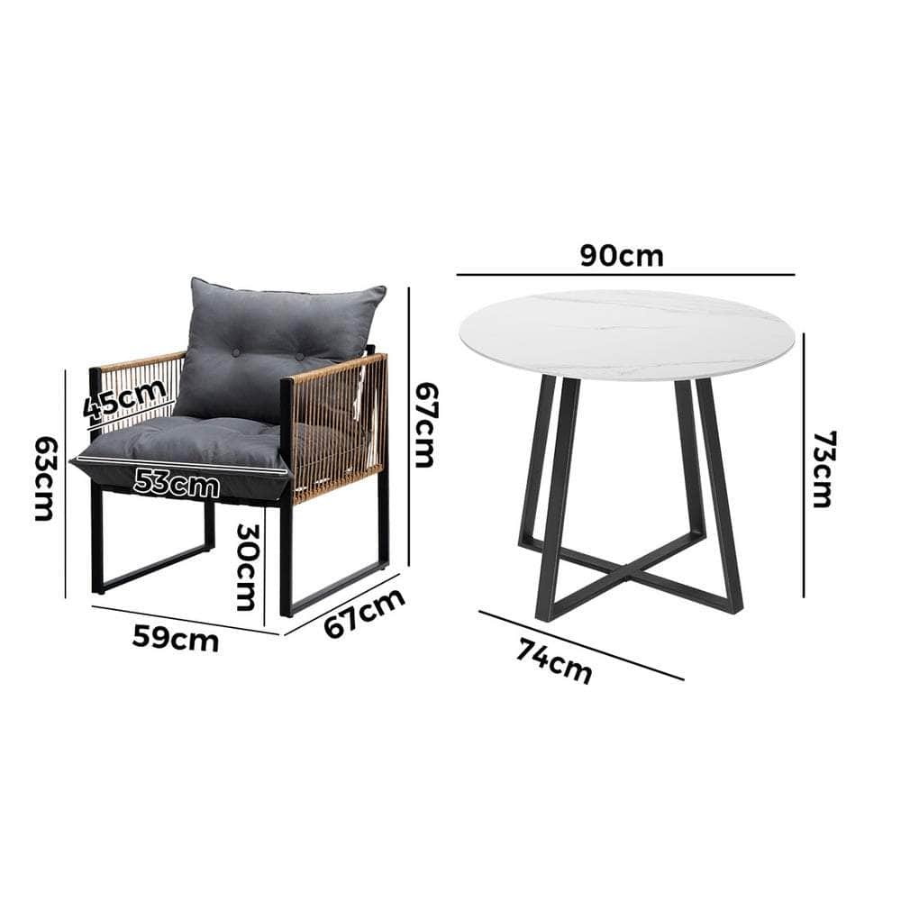 4 Seater Outdoor Dining Set with Sintered Stone Table for Garden Balcony