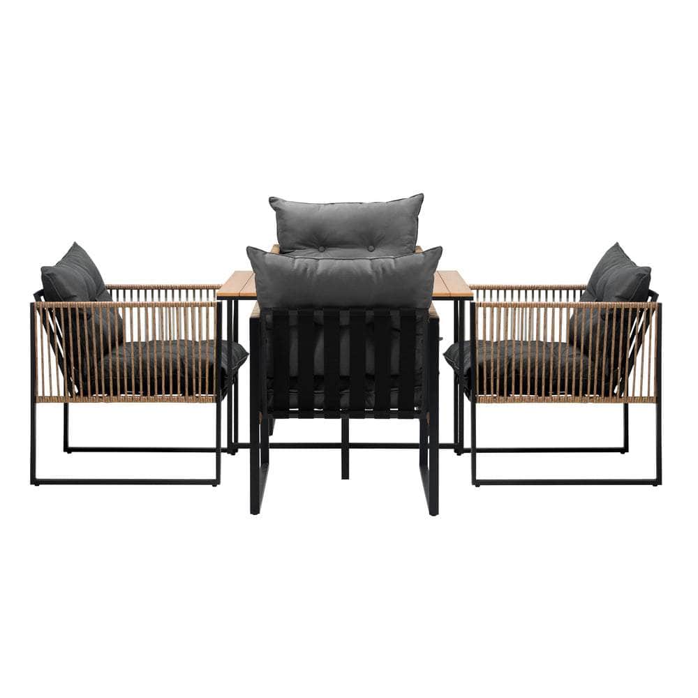 4 Seater Outdoor Dining Set with Sintered Stone Table for Garden Balcony