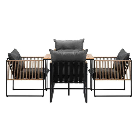 4 Seater Outdoor Dining Set with Sintered Stone Table for Garden Balcony