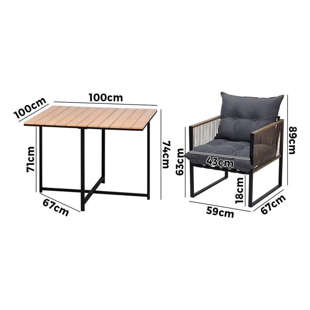 4 Seater Outdoor Dining Set with Sintered Stone Table for Garden Balcony