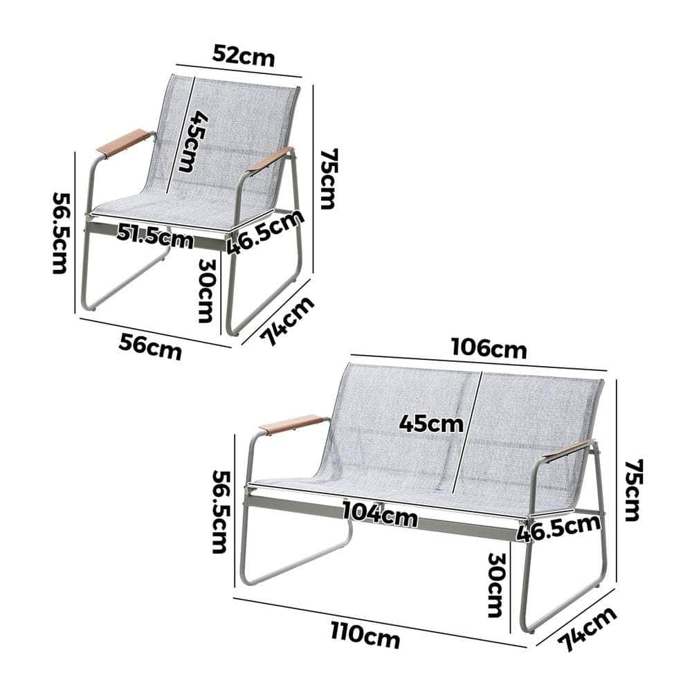 4 Seater Outdoor Lounge Patio Set Bench Textilene Sofa
