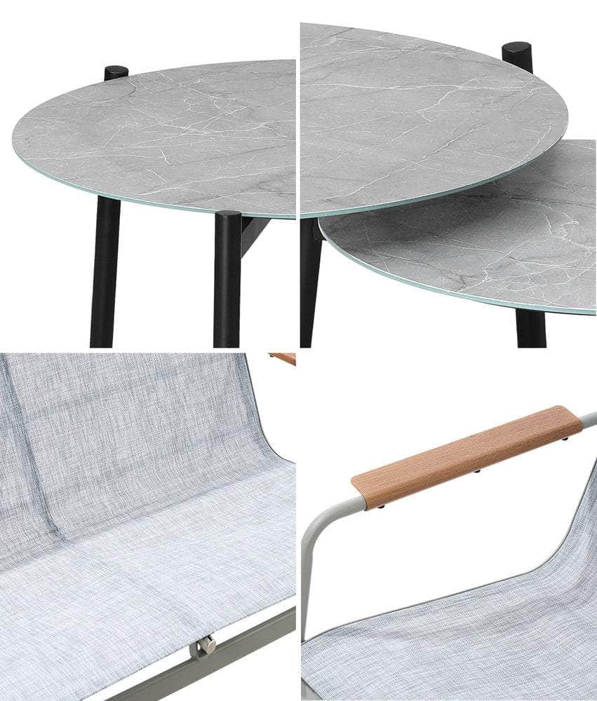 4-Seater Outdoor Lounge Set Grey Patio Furniture Table Chairs Garden Set
