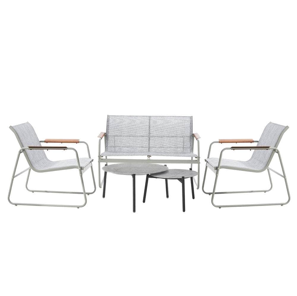 4-Seater Outdoor Lounge Set Grey Patio Furniture Table Chairs Garden Set