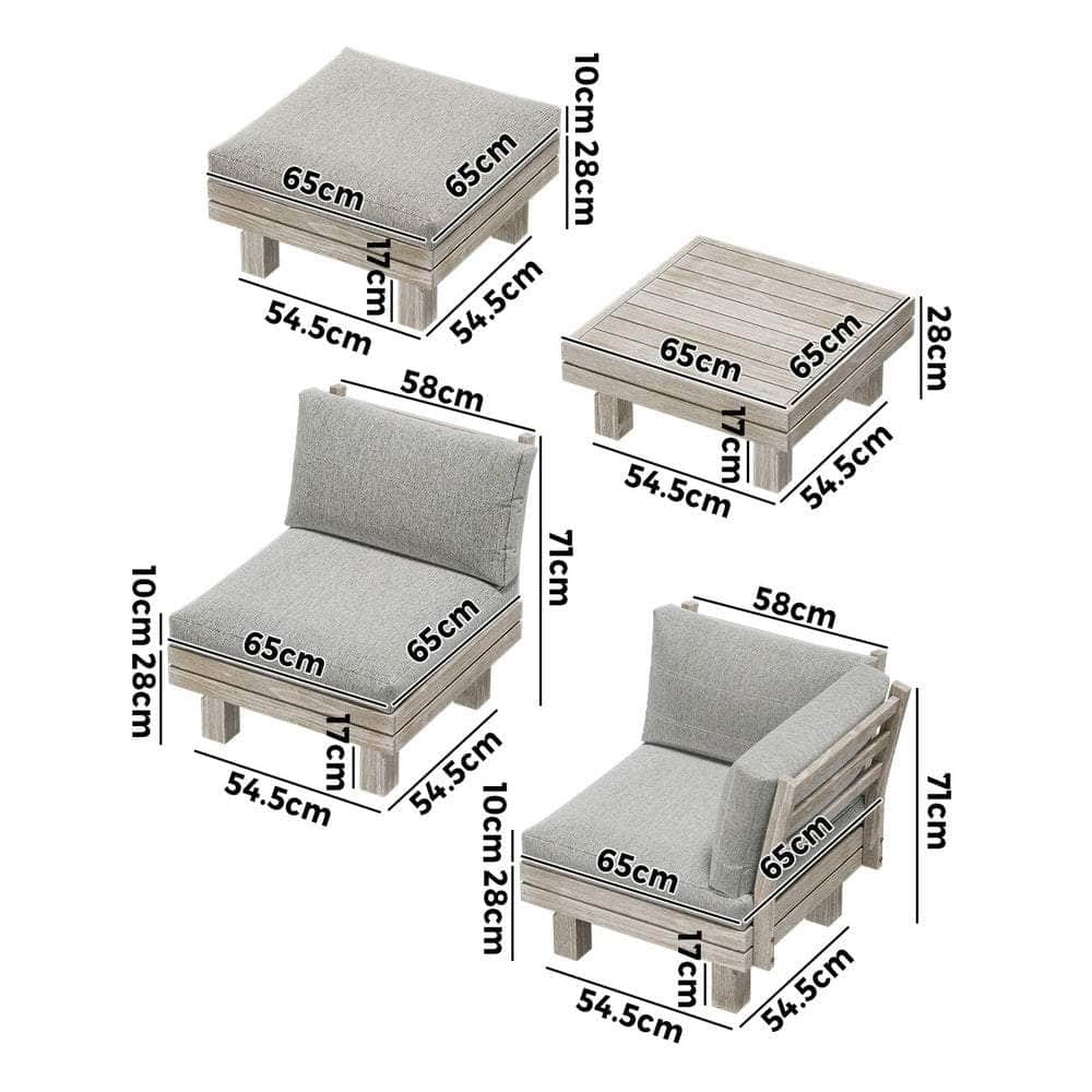 4 Seater Outdoor Sofa Set Lounge Setting Table Chair