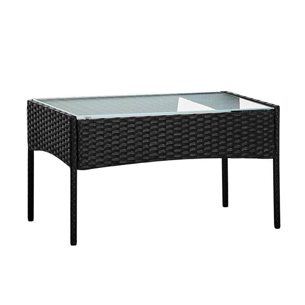4 Seater Outdoor Sofa Set With Storage Cover Wicker Table Chair Black