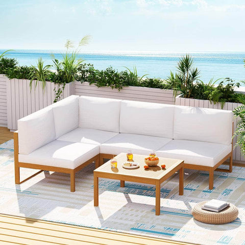 4-Seater Outdoor Sofa Set Wooden Lounge Setting 5PCS