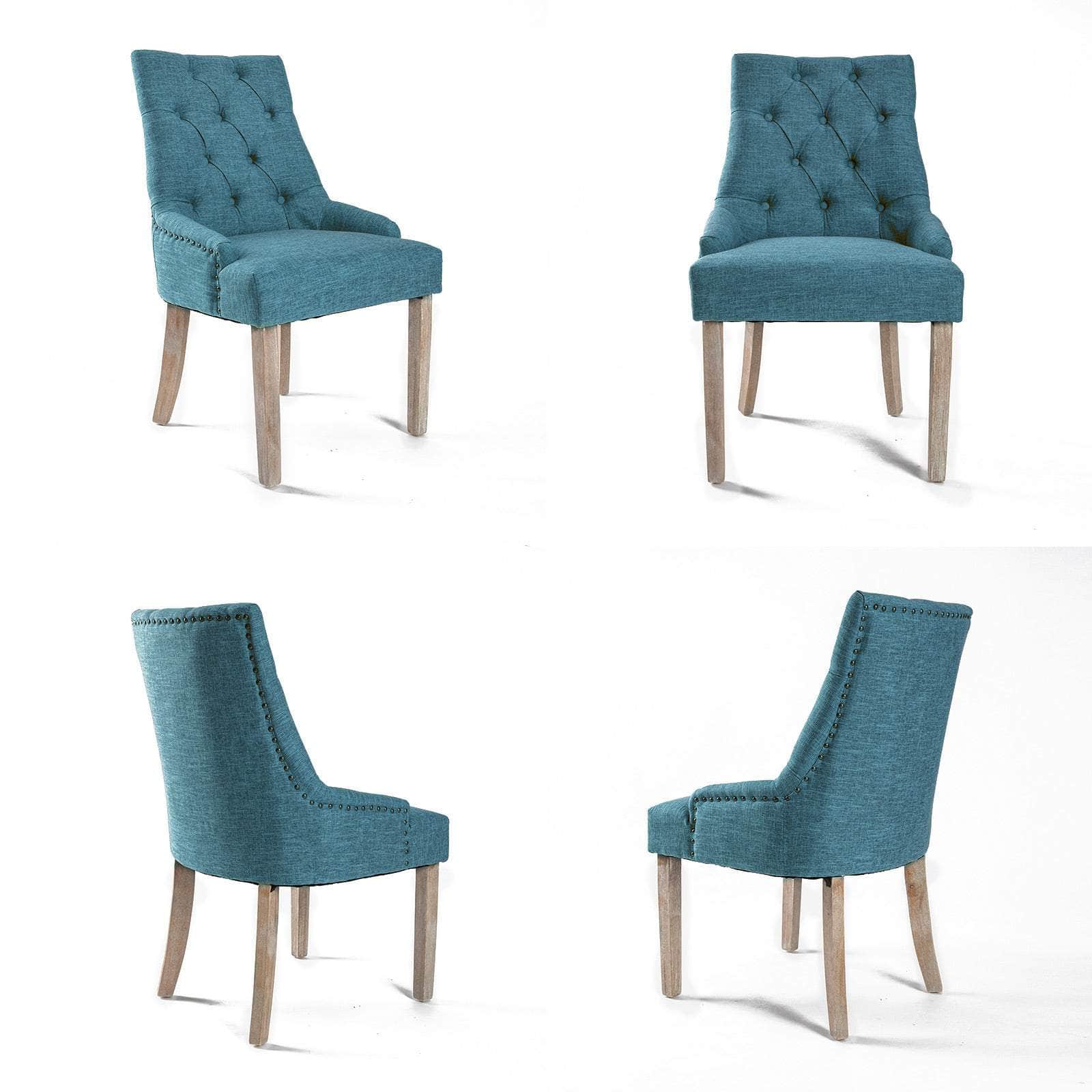 4 Set Dark Blue French Provincial Dining Chair Amour Oak Leg