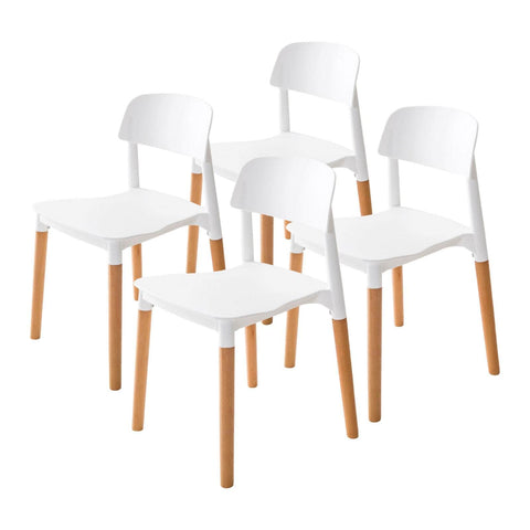 4 Set White Retro Belloch Stackable Dining Cafe Chair